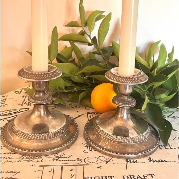 Vintage Elegant Silver-Plated Taper Candle Holders Set/2 - Picture 2 of 6